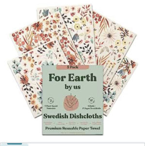 FEBU Swedish Dishcloths for Kitchen | 5 Pack Watercolor Swedish Dish Towels | Reusable Paper Towels Washable | Non-Scratch Cellulose Sponge Cloths | No Odor, Biodegradable, Swedish Cloths 